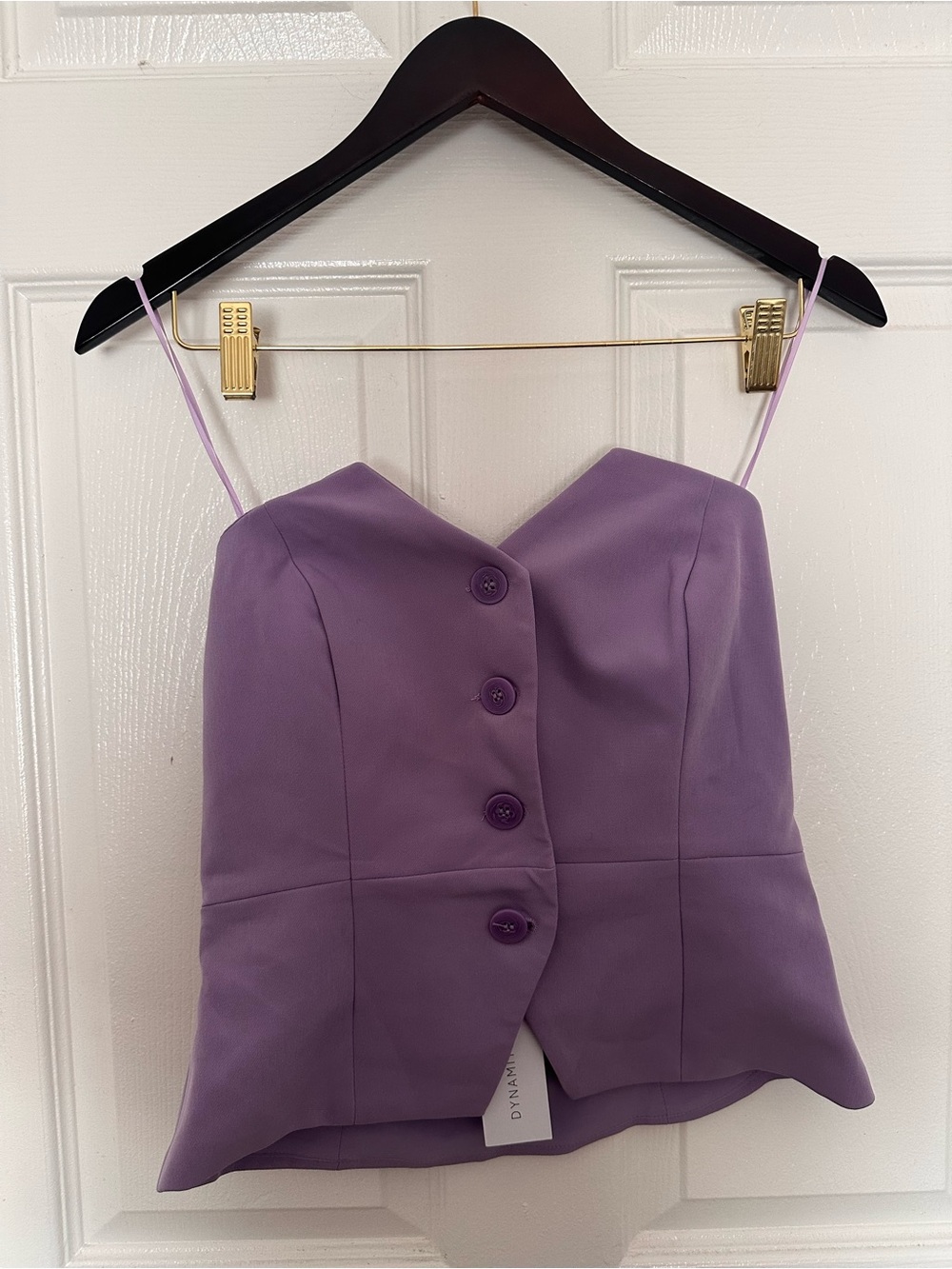 Dynamite Lilac Button-Front Spaghetti Strap Corset Top